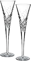 Waterford Wishes Happy Celebrations Crystal Toasting Flutes Pair - Elegant Champagne Glasses for Weddings & Anniversaries