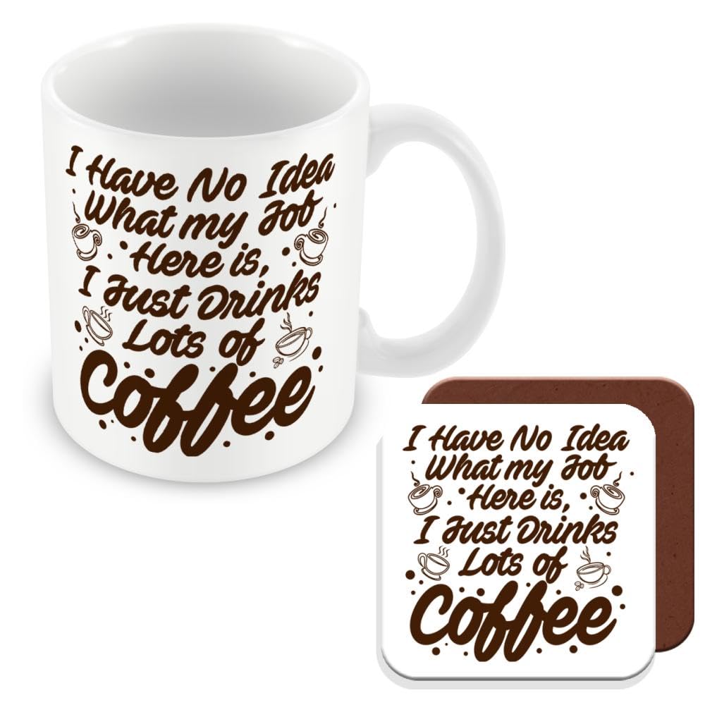 MUGGZ Funny Drink Coffee Mug & Coaster Gift for Colleagues - Giftset - Made in The UK