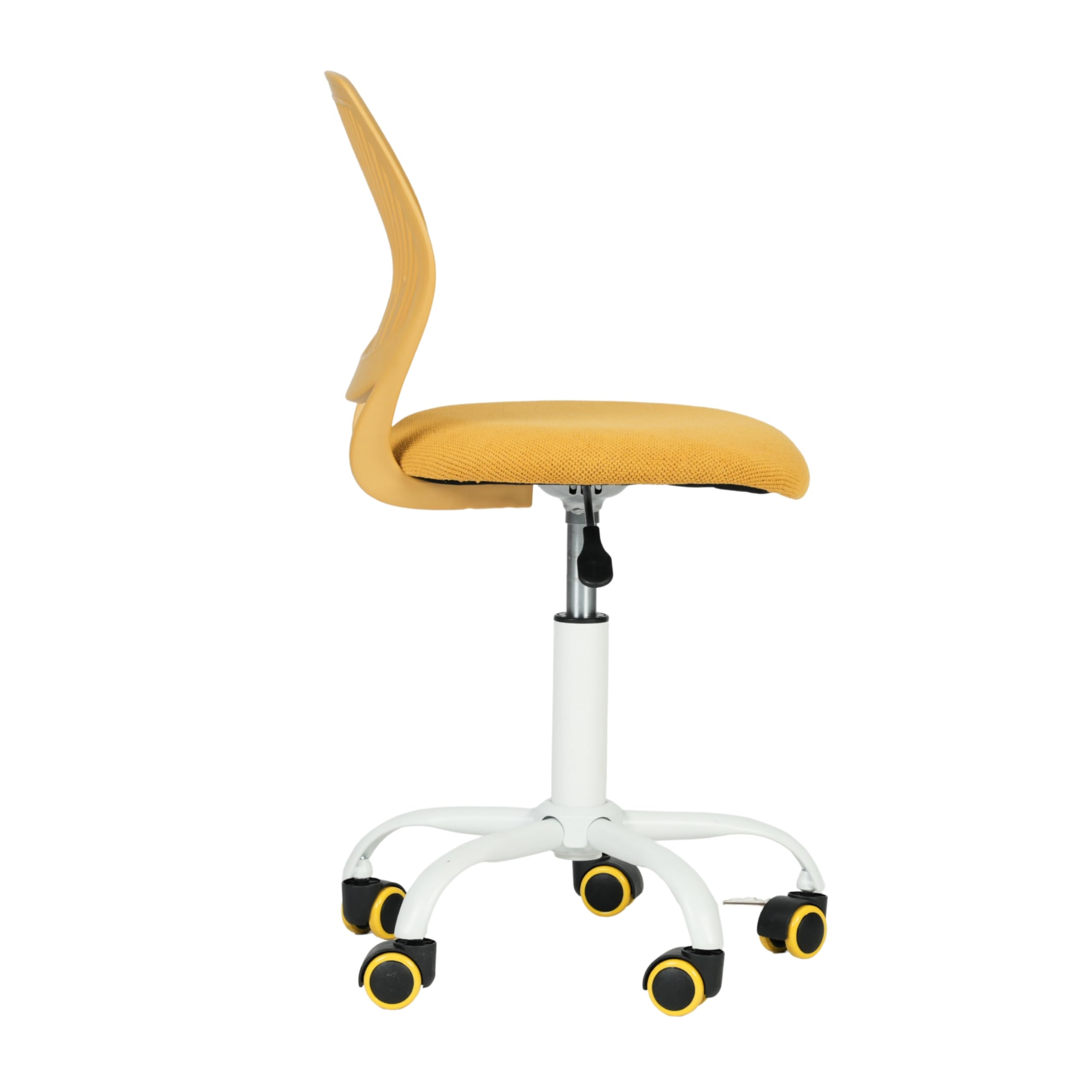 FurnitureR Kompakter Klassenstuhl, ergonomischer Sitz für Schule, Rückenlehne aus atmungsaktivem Netzgewebe, höhenverstellbar, Zeichenzimmerstuhl für Kinder, leicht zu bewegen, 360 °, Gelb