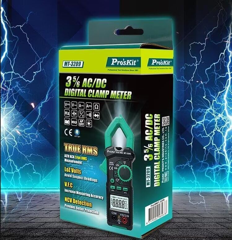 Miniatura 9 de MT-3209 3-5/6 AC/DC Medidor de abrazadera digital, iluminación LED, pantalla digital LCD, sonido y zumbador de luz, mantenimiento eléctrico