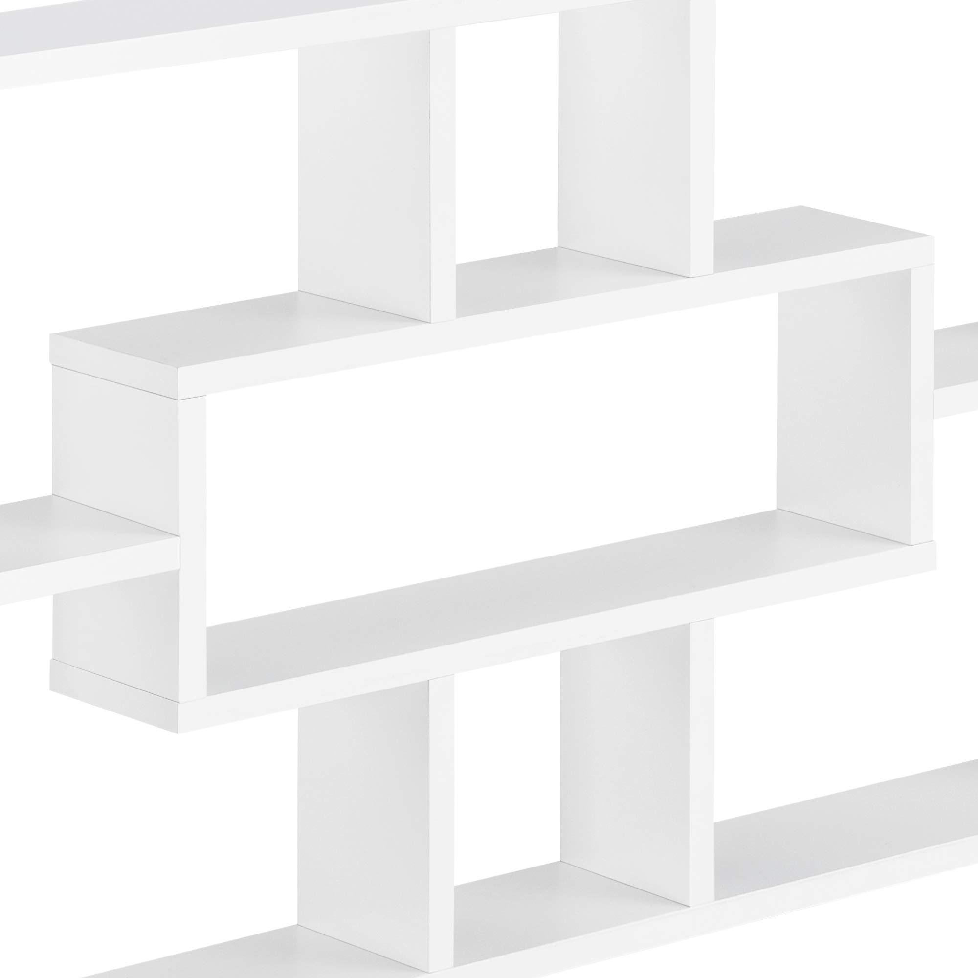 [en.casa] Scaffale da Parete Design Rettangolare con 7 Scomparti Portaoggetti Mensola da Muro Espositore per Soggiorno Studio 77x10x48 cm Bianco