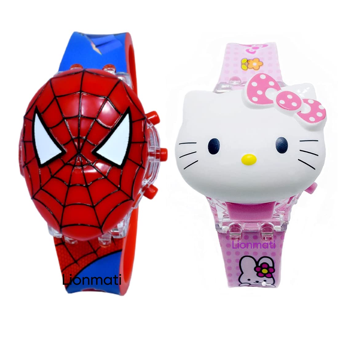 Lionmati Watch for Boys and Girl Spider Men and Hello Kitty Combo of 2 Set/Pack Kids Light Glowing Watch with Music Tune and Face Cover Multicolor Led Digital Light Kid Watch (3-9 Year Red (B0C4HX3PT5) Amazon Price History, Amazon Price Tracker
