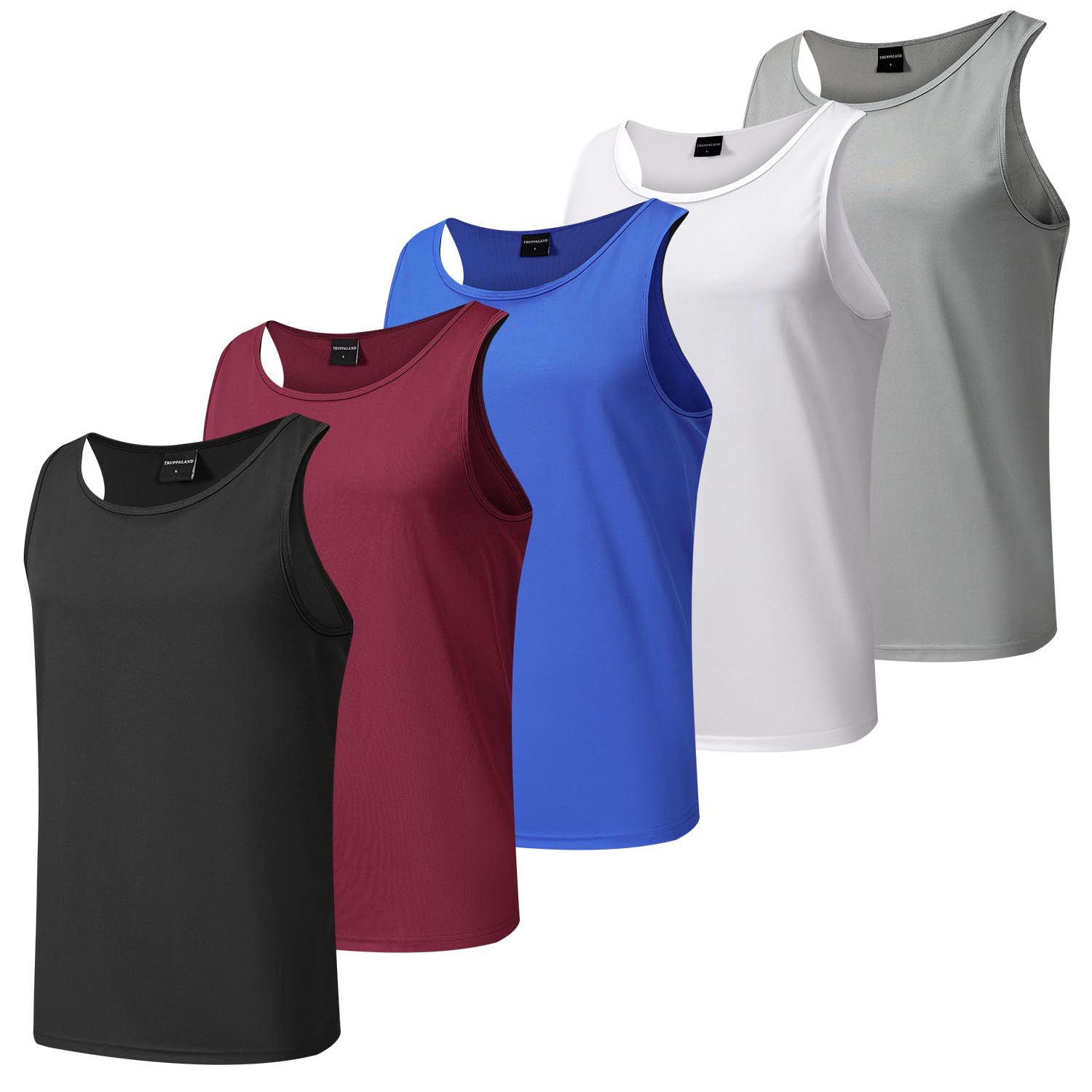 Mens Tank Tops 5 Pack Quick Dry Moisture-Wicking Undershirts Sleeveless Gym Shirts for Workout Running