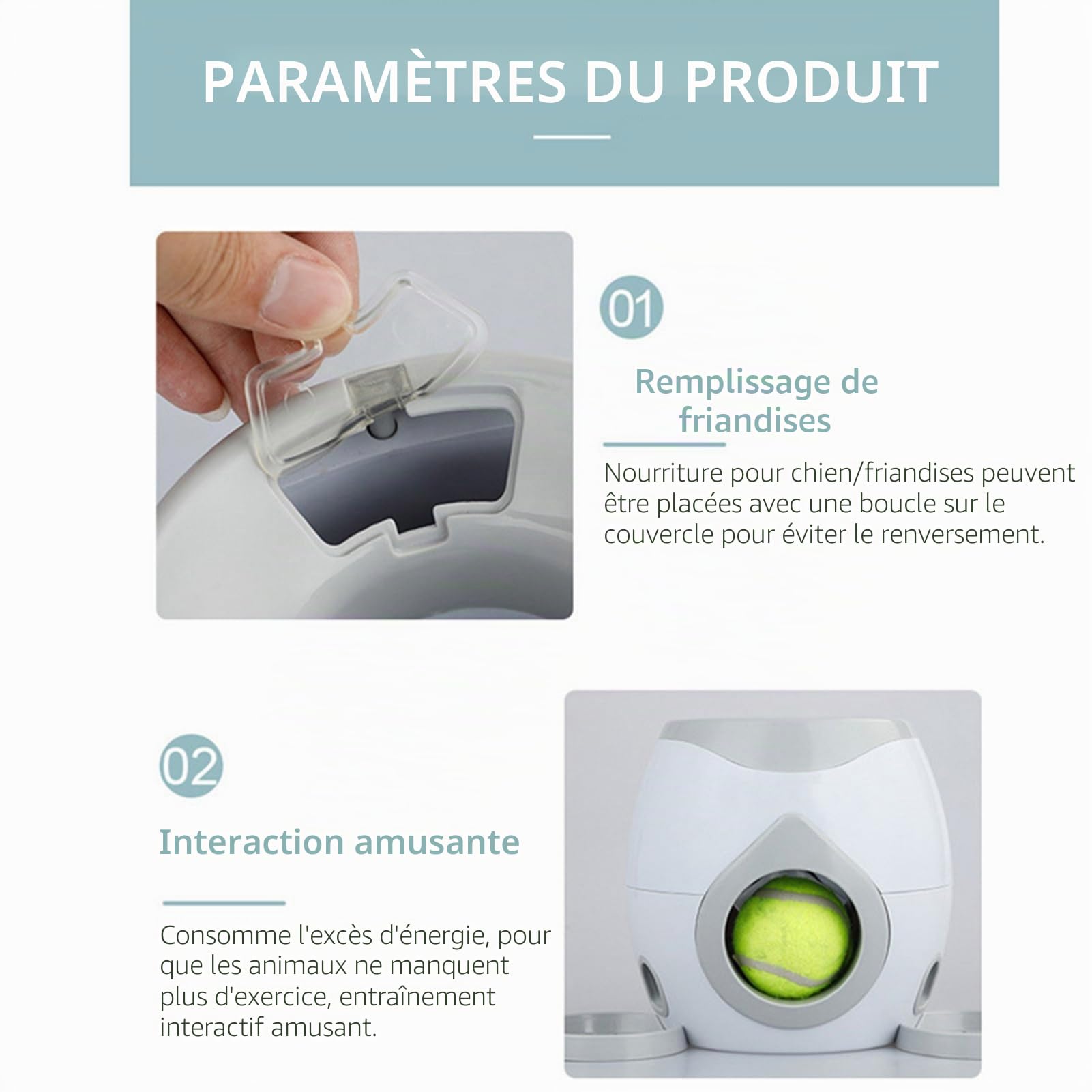 Jouet lanceur de balle tennis automatique pour chien
