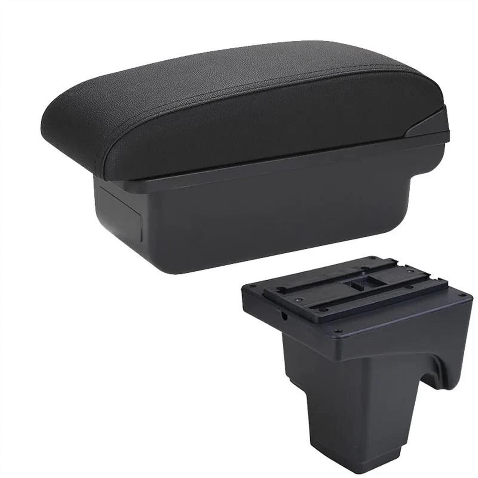 NOHEEU Armrest Box With Multifunctional Support PU Upholstered Car Interior Modification Accessories For Focus III MK3(C2 Black line NO USB)
