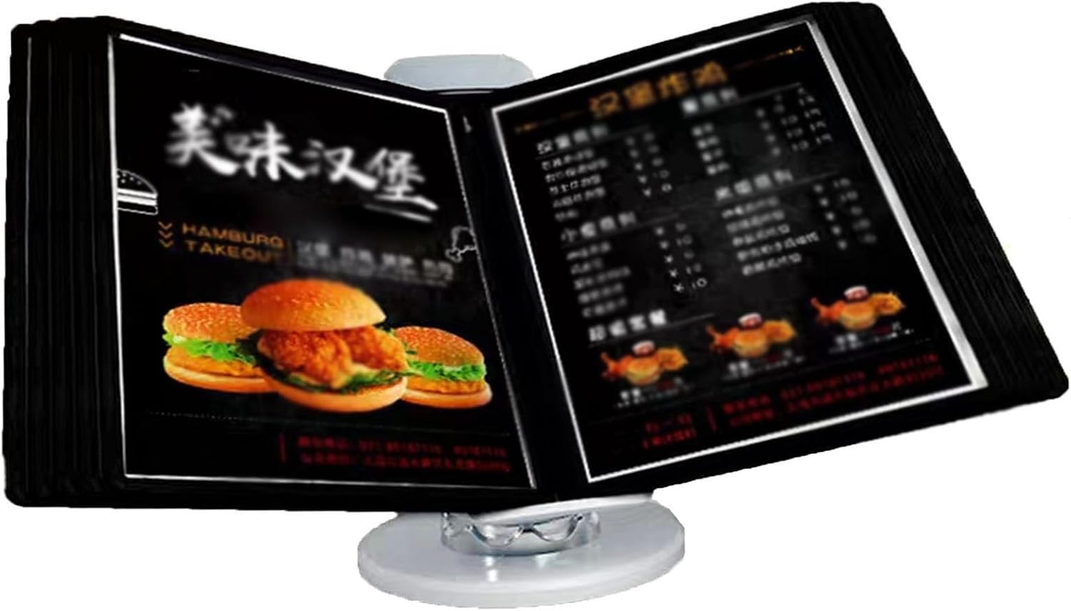 Adjustable Desktop Flip Display Shelf - Desktop Reference System, 10 Page Double-Sided Panels, PVC and Metal Wall Mount Reference Organizer, for Restaurant Office Storage Documents