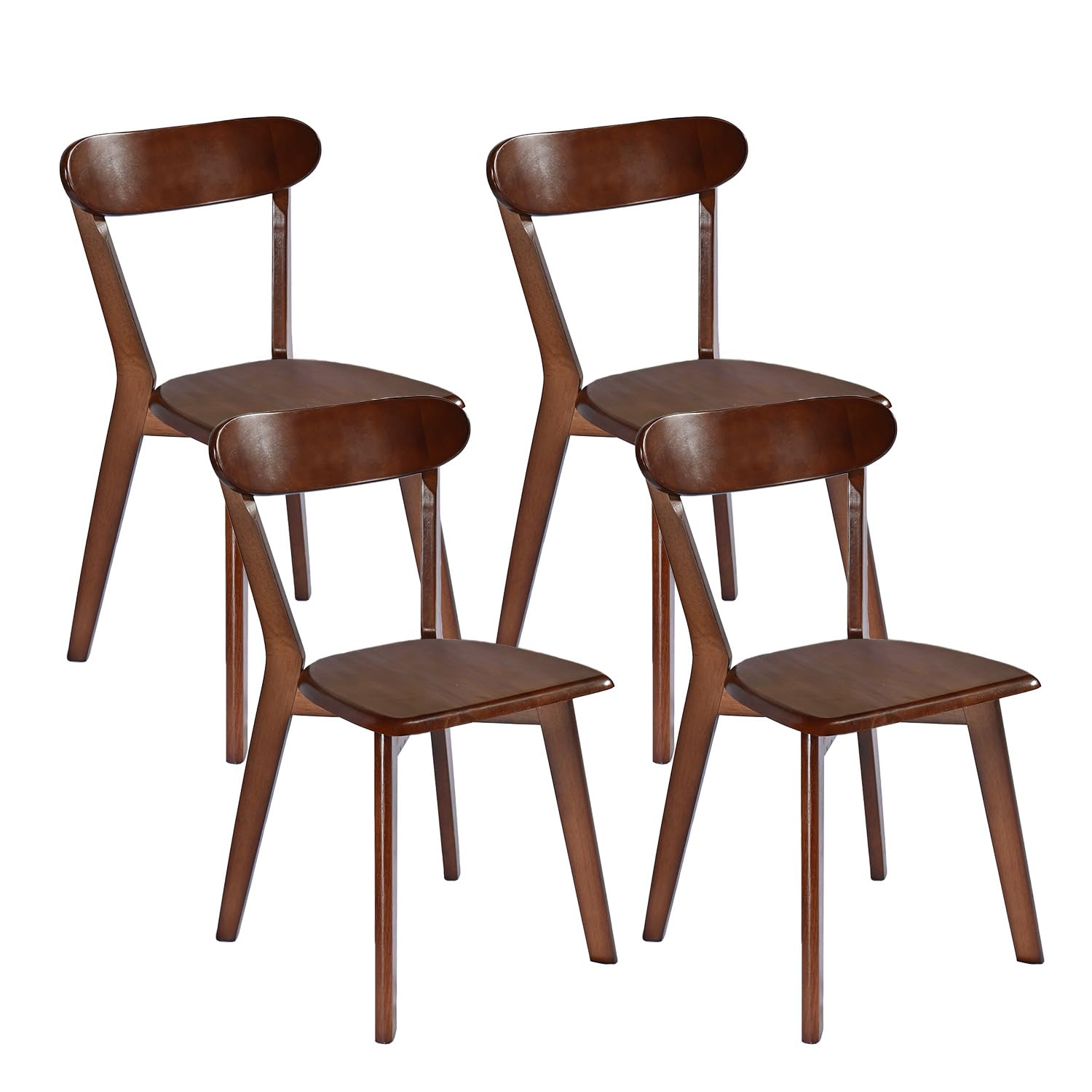 DELAVIN Soild Wood Dining Chairs Set of 4, Oak Wood Kitchen Chairs, Dining Room Chairs, Walnut