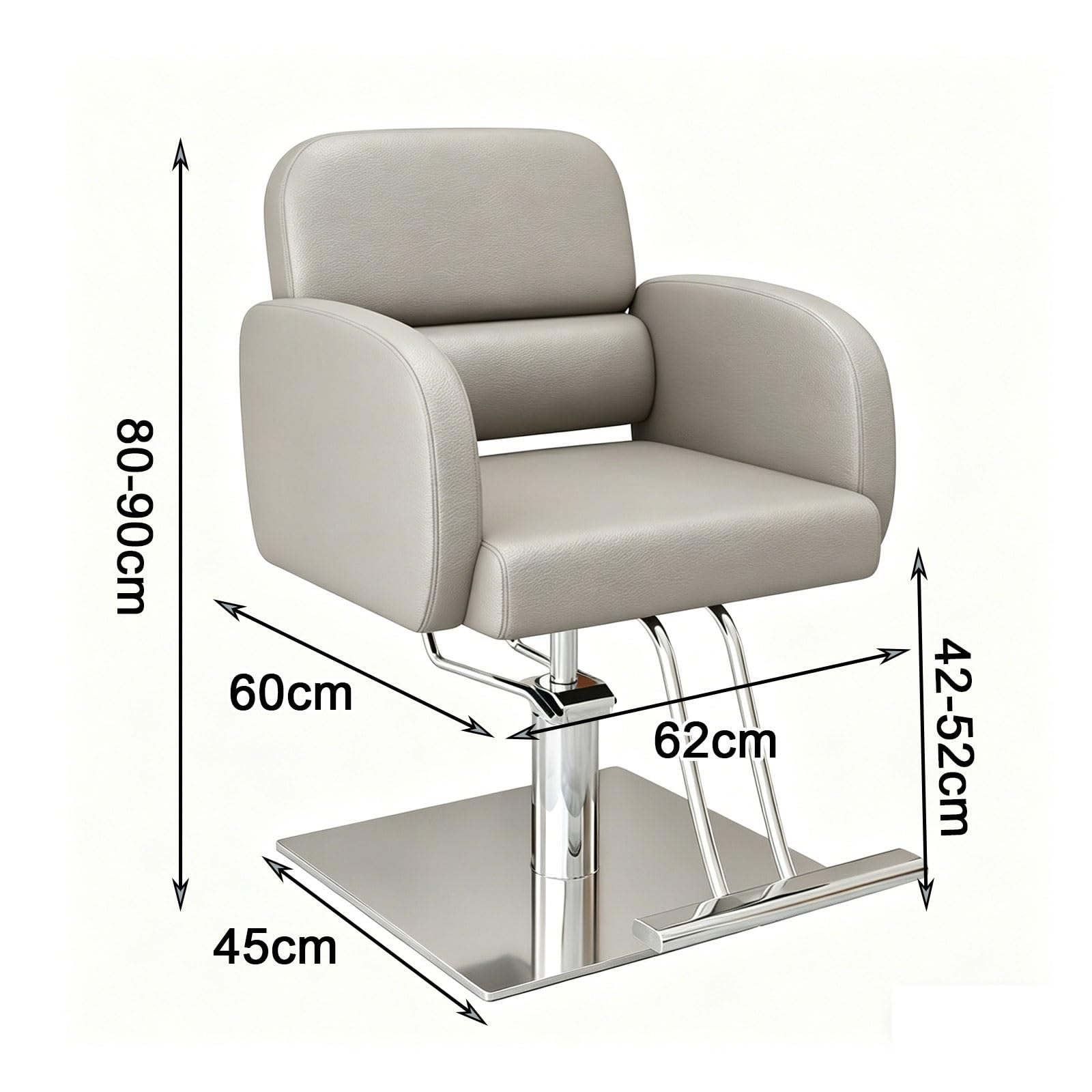 Sillas de barbero, Silla de barbero ergonómica para el hogar y la barbería, Altura Ajustable, Silla giratoria de Cuero para estilistas, Base y reposapiés de Acero Inoxidable (Beige)