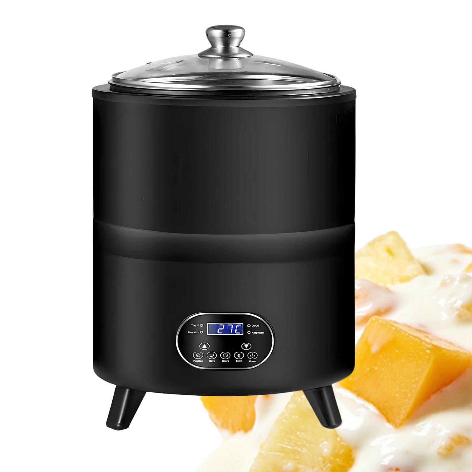 Ymnogjie 8 L/12 L Commercial Yogurt Maker,Yogurt Fermentation Machine with Timing and Temperature Control,360° Constant Temperature Fermentation for Homemade,Yogurt,Natto,Rice Wine 8L-Black