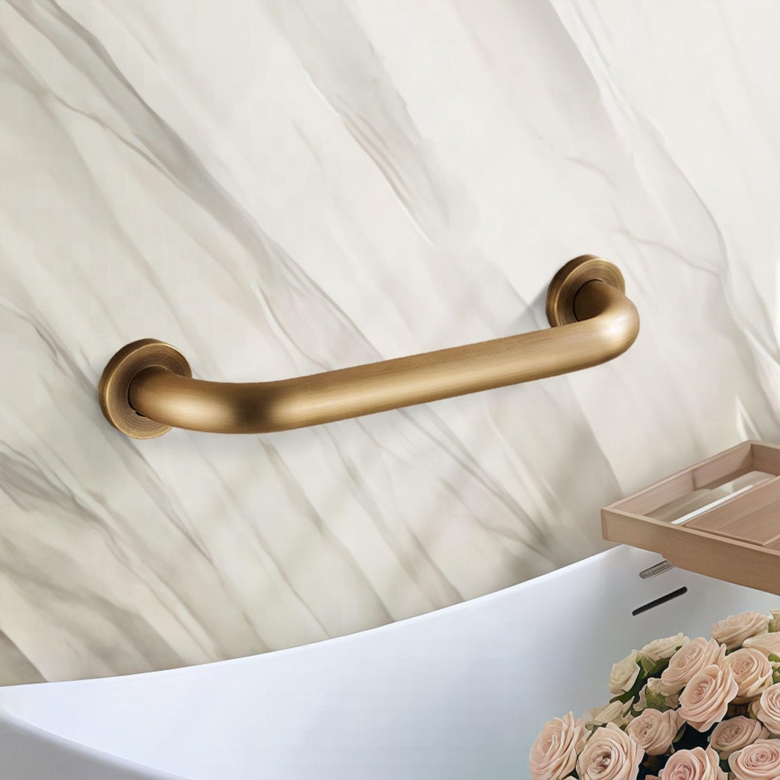 LMYSXAOZ Bathtub Wall Mounted Hand Rails, Towel Racks 30cm 40cm 50cm Bathroom Assist Grab Grips for Handicap Elderly Injury, Safety Anti-Slip Handle with Accessories(1ft/30cm)