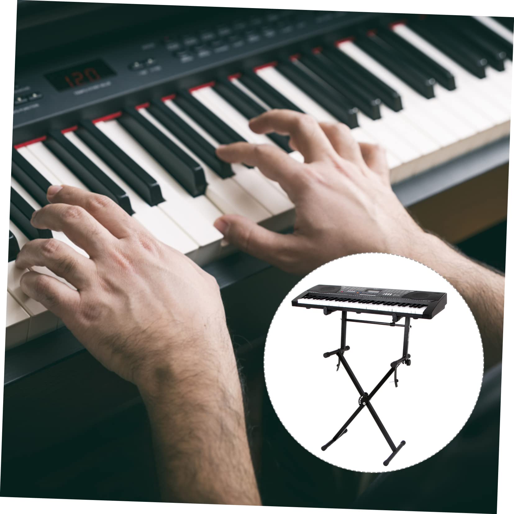 Doppelstrebiger mit Schutzfunktion aus Eisen und Gummi Keyboardständer Höhenverstellbar Einfache Montage Zufälliger Stil für Elektronische Tastaturen für Digitalpianos