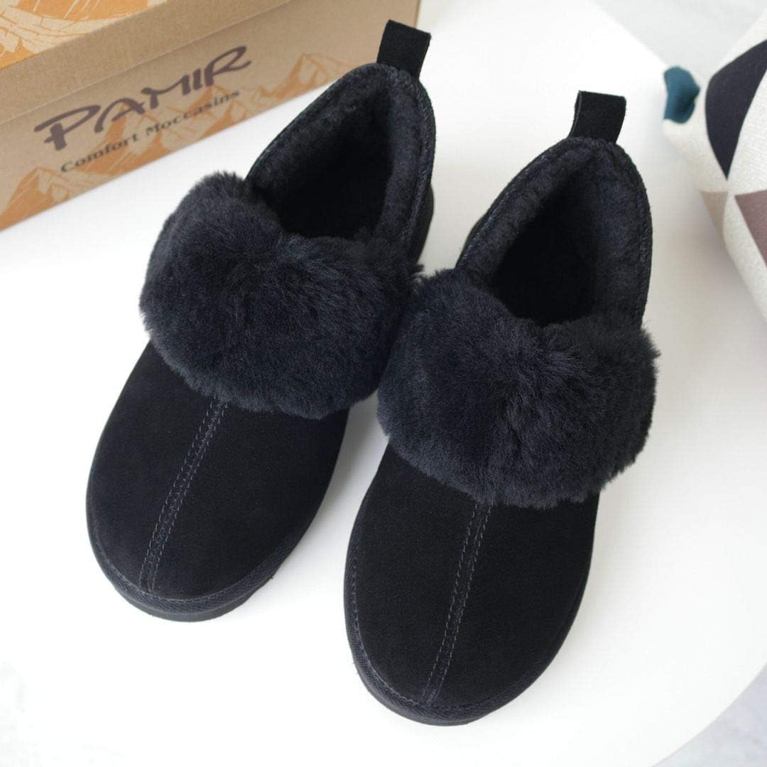 PAMIR Women's Genuine Suede Shearling Ankle Moccasin Booties Slippers Boots Memory Foam Indoor Outdoor - Image 8