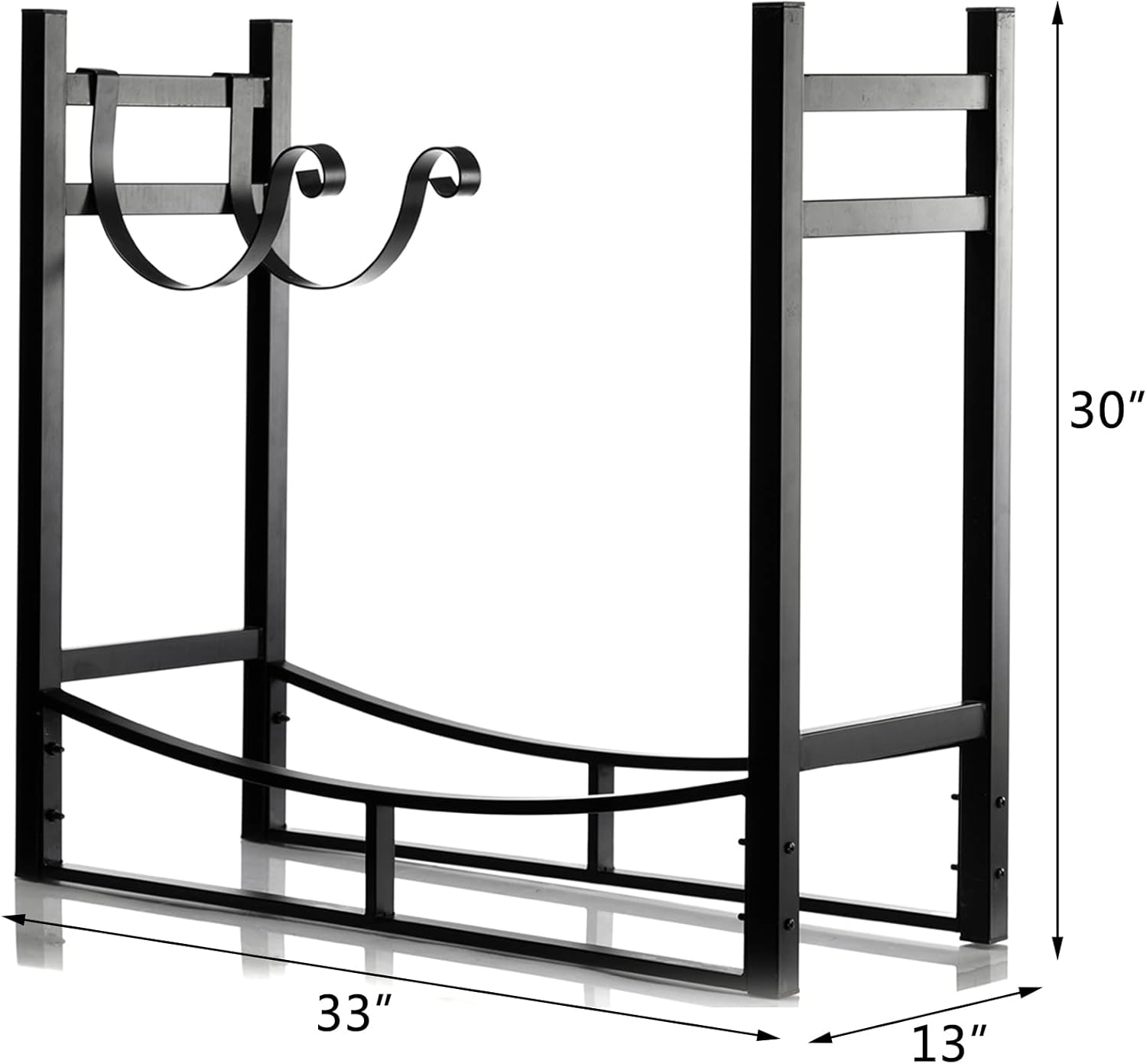 DOEWORKS Heavy Duty Firewood Racks 3 Feet Indoor/Outdoor Log Rack with Kindling Holder, 30 Inch Tall, Black