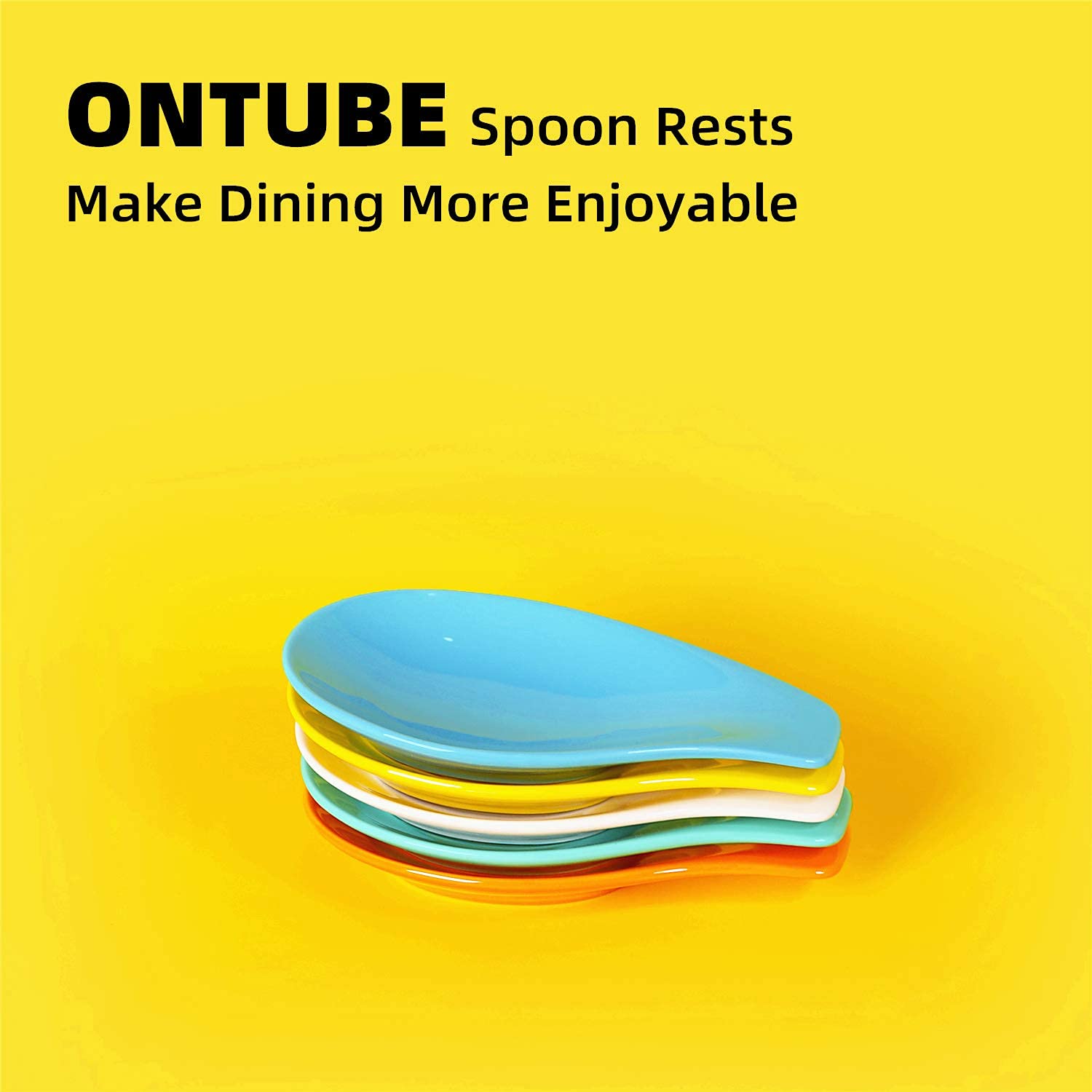 ONTUBE - Juego de 5 soportes de cerámica para cucharas de cocina (porcelana), color mezclado