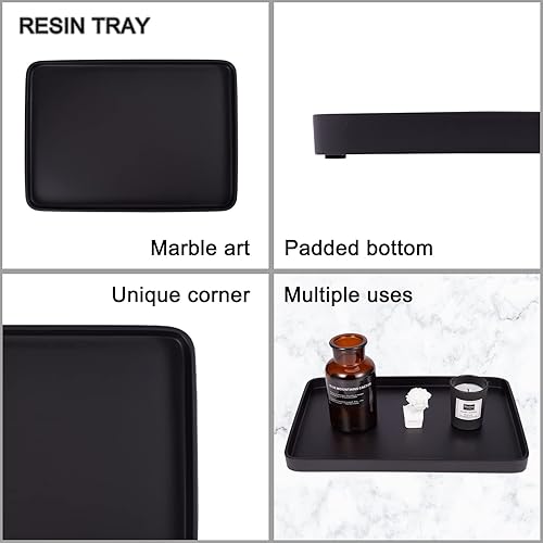 Miniatura 3 de Bandeja de tocador para lavabo de baño, bandeja de baño de resina grande, bandeja de perfume, bandeja decorativa rectangular organizadora para