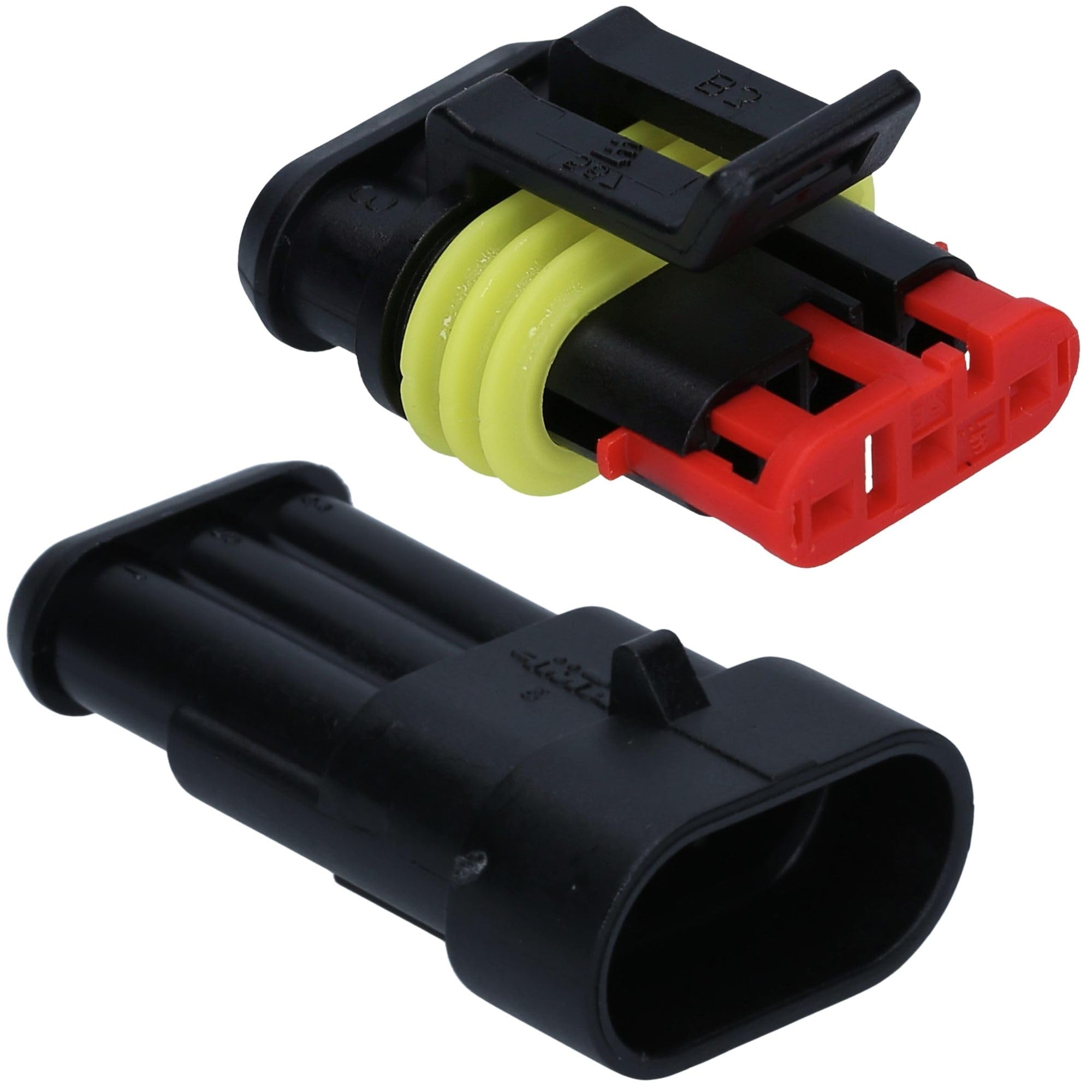 Kalitec KALI-1003 AMP Superseal Set 3-biegunowe złącze samochodowe 1,50 mm² I wodoodporne IP67 I olejoodporne szybkozłącze z poliamidu wzmocnionego włóknem szklanym do samochodu, motocykla