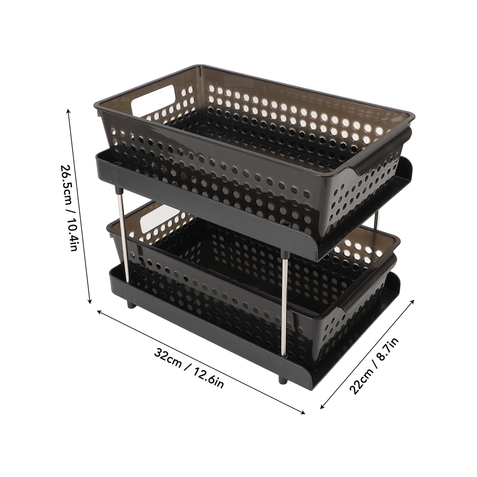 WOHPNLE 2 Tier Organizer Slide Out Storage Baskets, Multi Purpose Bathroom Organizer Tray Under Sink Vanity Counter Storage 2 Tier Basket Organizer Drawer for Makeup and More