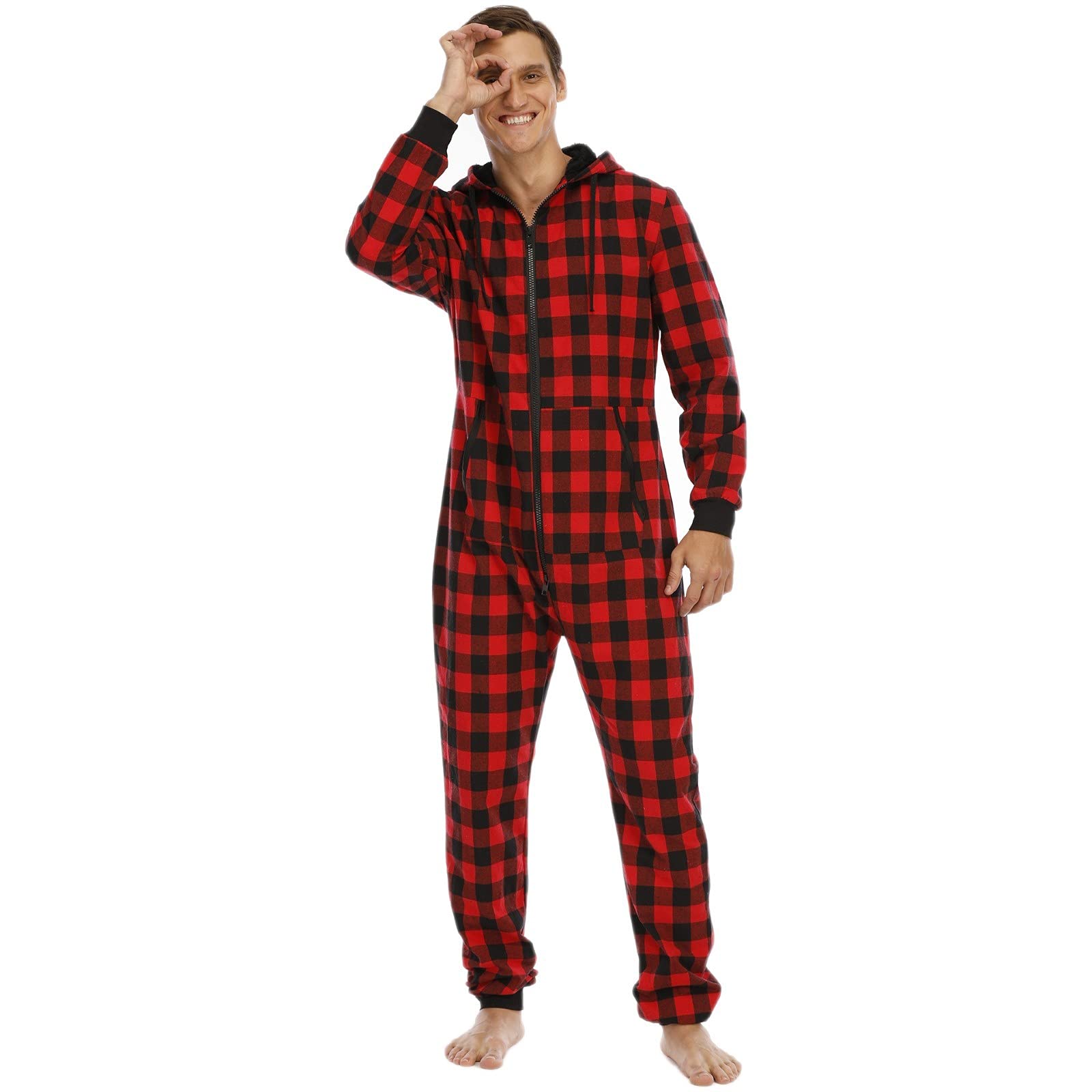 CMBSSTFC Kombinezon Męski przytulny polarowy strój rekreacyjny Męska ciepła zimowa piżama Onesie Kombinezon zakrywający całe ciało z długim rękawem Przytulne kombinezony Teddy Fleece Jednoczęściowy