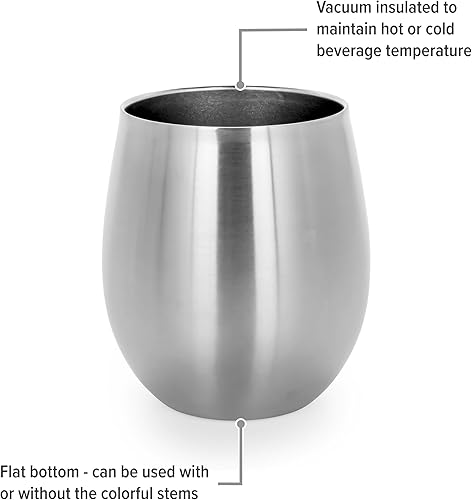 Miniatura 5 de Camco Life is Better at The Campsite - Vaso de vino | Aislamiento al vacío de doble pared resistente | Hecho de acero inoxidable 18/8 | Tallos