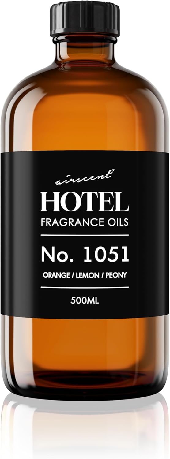 AirScent Citrus Zest Hotel Diffuser Oil No. 1051 - Orange Lemon Peony - Premium Fragrance Oil for Ultrasonic and Waterless Diffusers and Crafting - 500 mL, 16.9 fl oz Glass Bottle