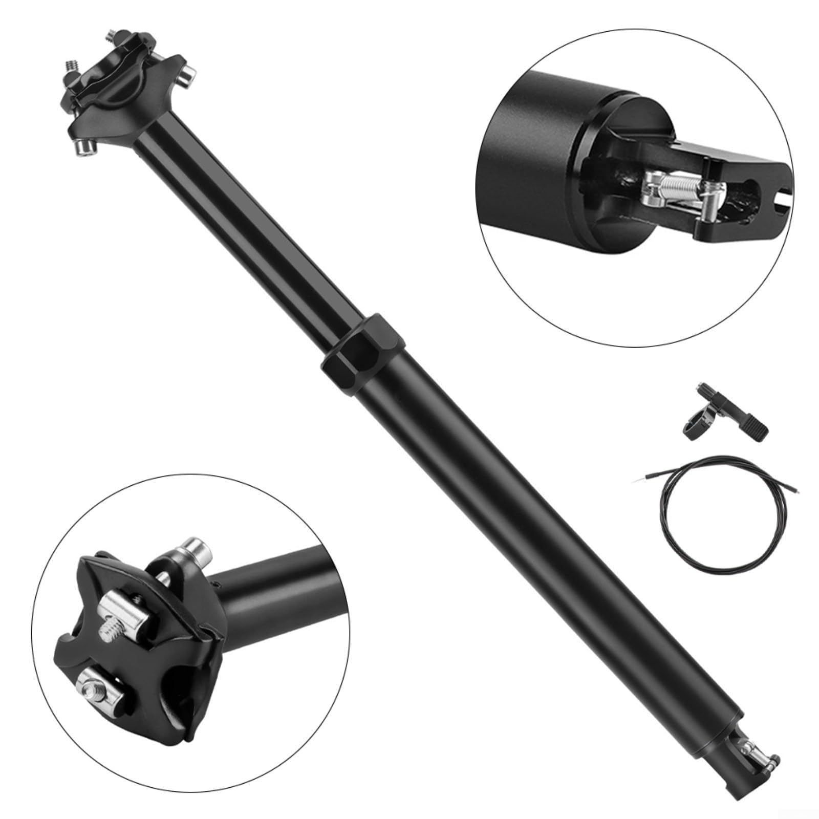 RichVibe Tige de selle télescopique de vélo de montagne avec dérailleur intégré 30,9 mm Commande à distance Tige de selle pour vélo Composant de bicyclette
