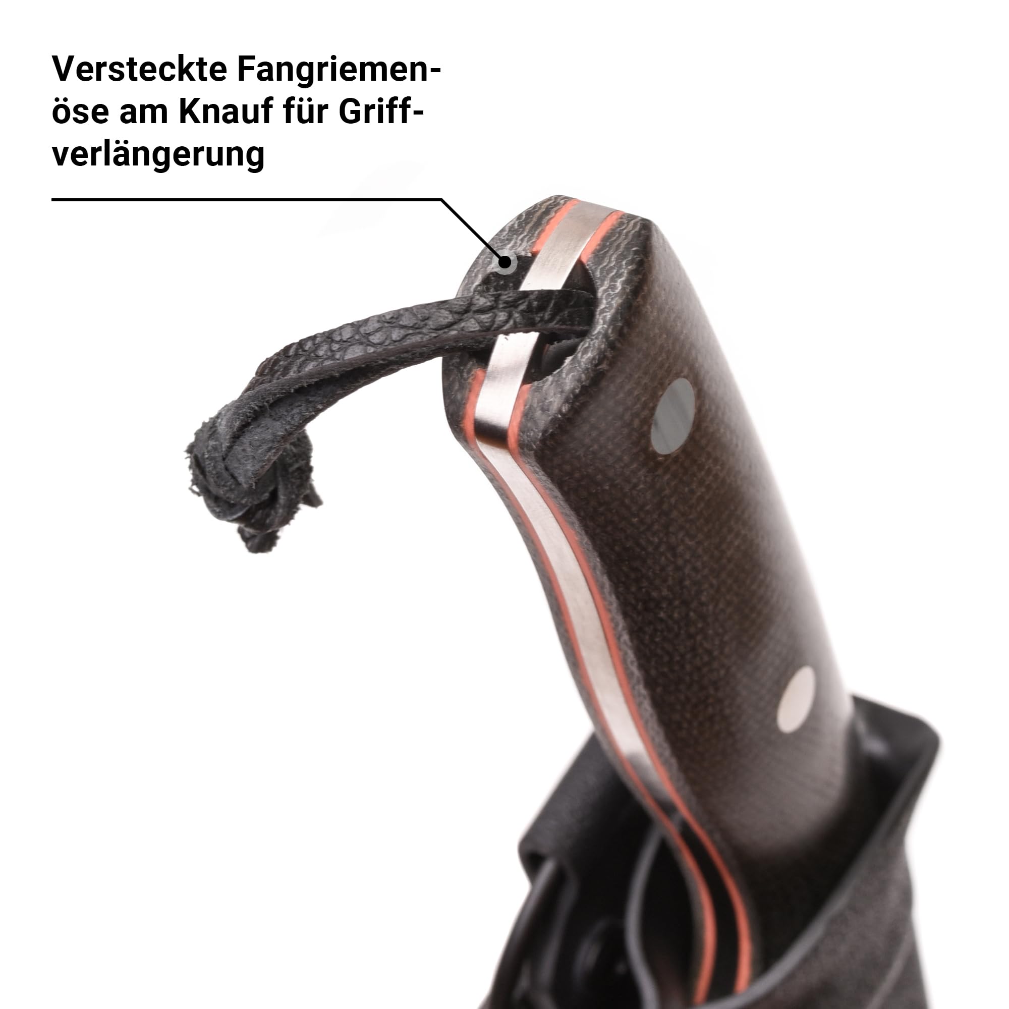 SCHNITZEL KVIN - Outdoormesser mit Kydex - Scheide, Braun/Orange | Dangler - Tragesystem - §42A konform - Bushcraft-, Outdoor-, Freizeit-Messer für Erwachsene, Wandern, Schnitzen