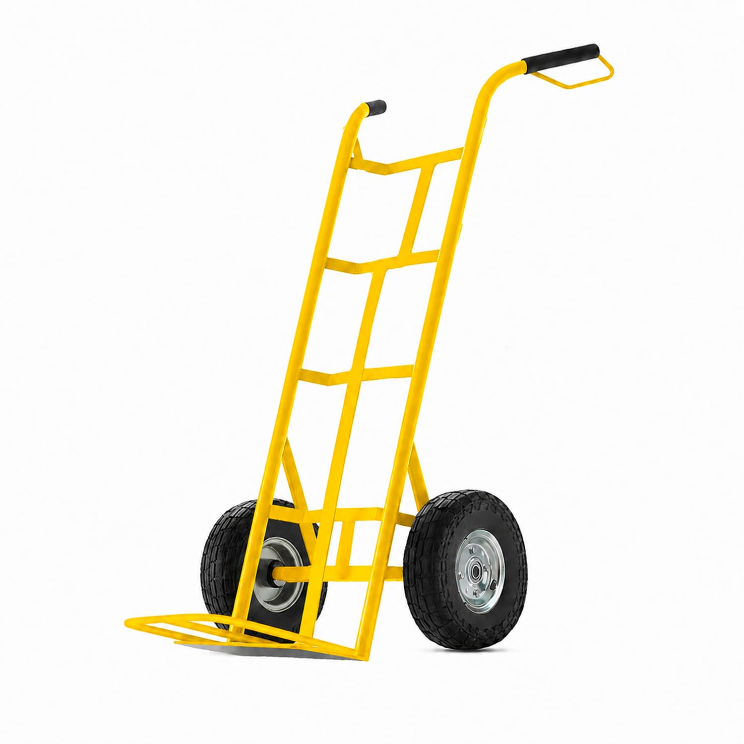 Carrello con Ruote Portatutto Professionale – 2 Ruote Pneumatiche Camera d'Aria, 250 kg, Metallo | Carrello Portapacchi con Manico Ergonomico per Scale, Fango, Cantiere e Traslochi (Giallo)