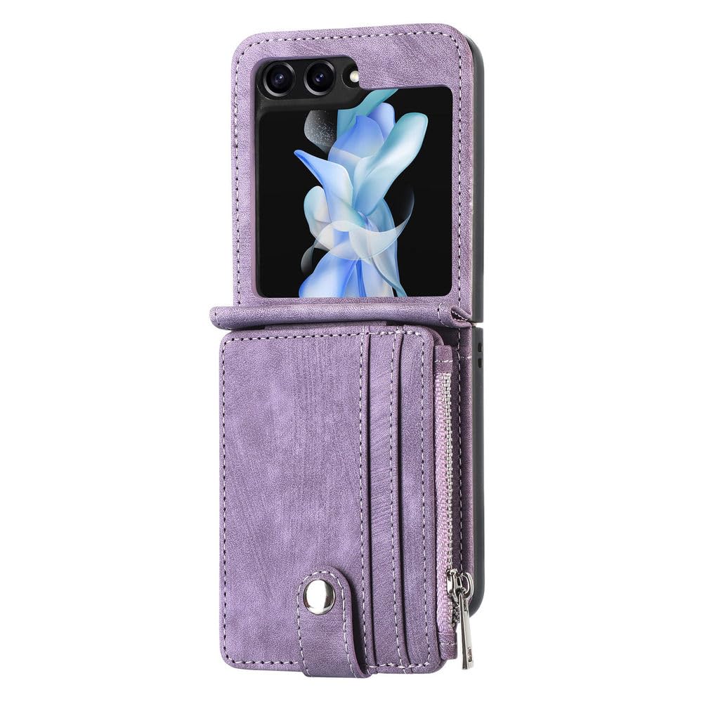 Coque Samsung Galaxy Z Flip 7 avec portefeuille zippé et support vidéo intégrés