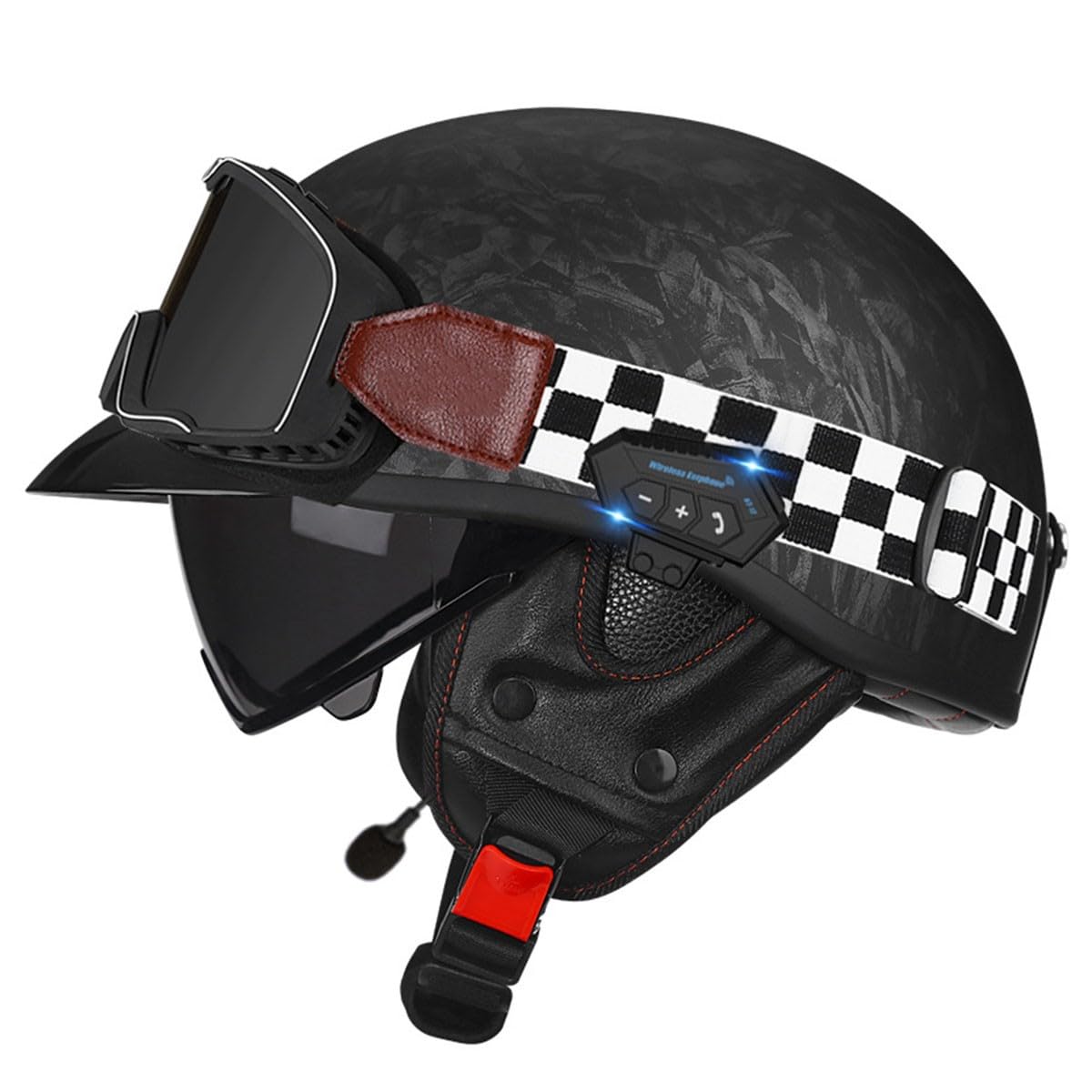 Retrò Elmetto Tedesco Casco Motociclista Caschi Cromwell DOTECE Omologato Bluetooth Caschi Moto Jet E Demi-Jet Con Visiera Mezzo Casco Per Scooter Street Uomo Donna