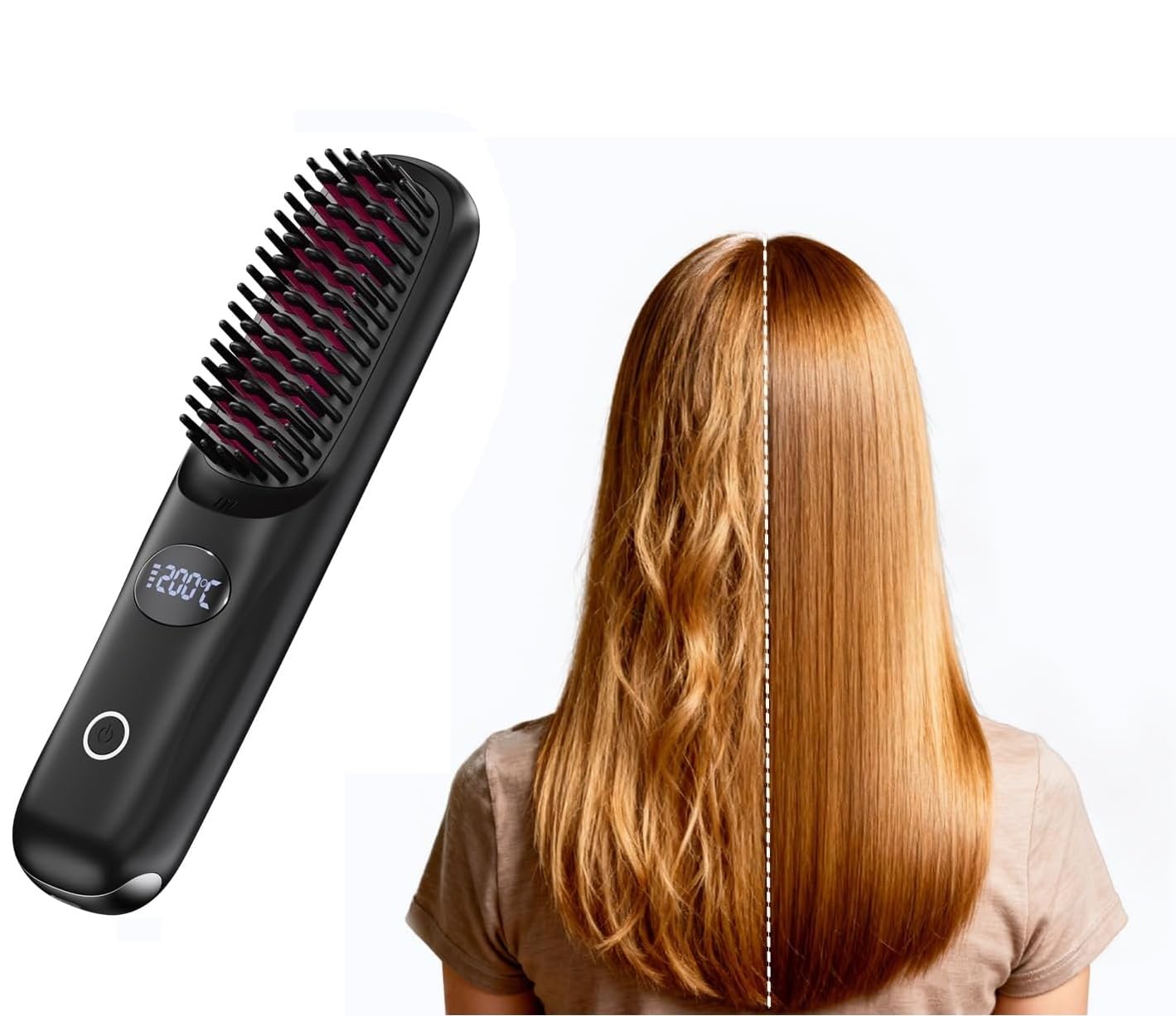 Portable Cordless Hair Straightener Brush, 2026 Upgraded Mini Hair Straightening Brushs Travel Size, with 3 Adjustable Temperature Settings & LED Display-image-42