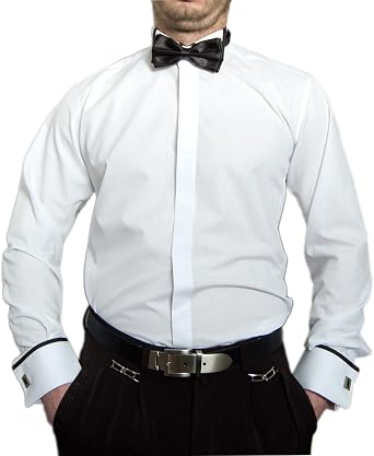 Pierre Martin Da Uomo Designer Camicia da Smoking Bianco Papillon Nero  Slimfit Sciancrata Gemelli Camicia a Maniche Lunghe Smoking Colletto :  Amazon.it: Abbigliamento
