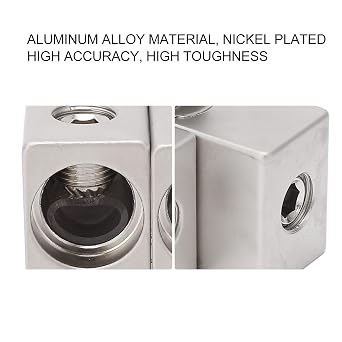 Amplifier Input Reducer Dual 1/0 Gauge to 1/0 Gauge for Car Audio Power and Ground Cables, High Strength Aluminum Alloy Corrosion Resistant, for Marine Boat Vehicle Audio System