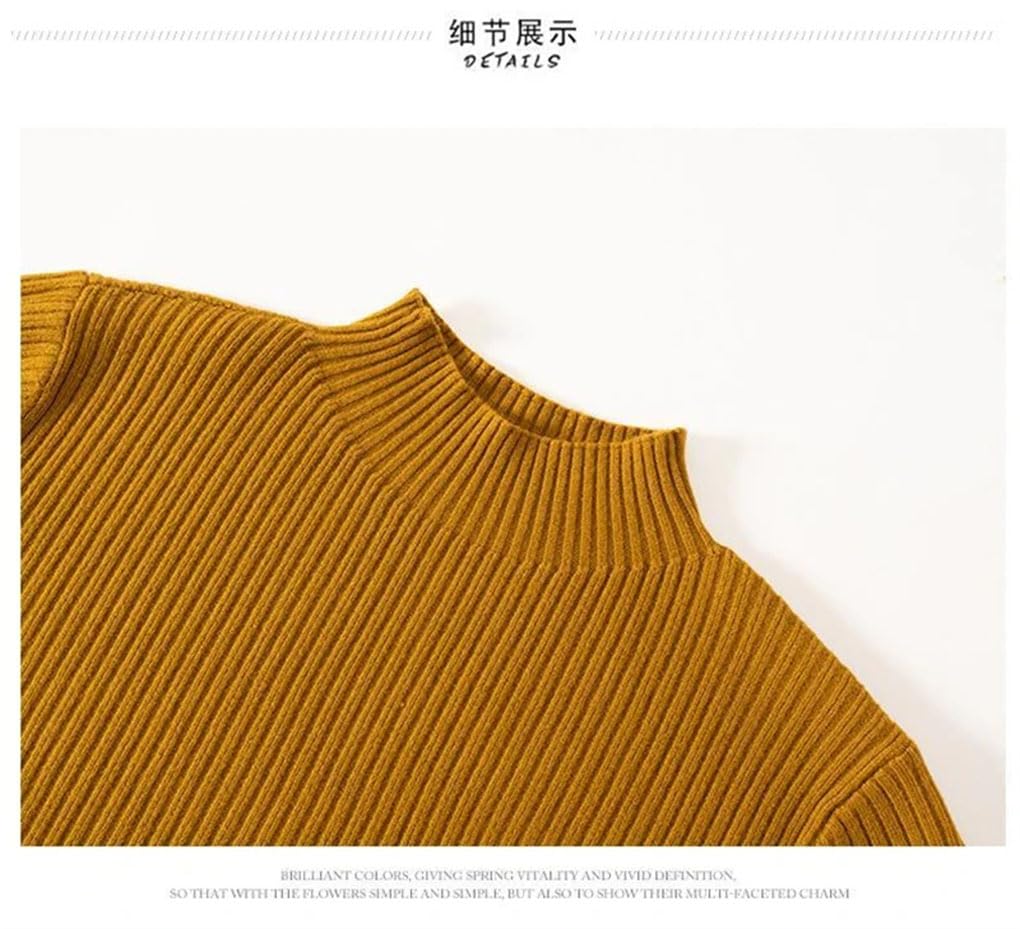 Maglione da donna a collo alto tinta unita lavorato a maglia pullover morbidi con tasca semplici maglioni