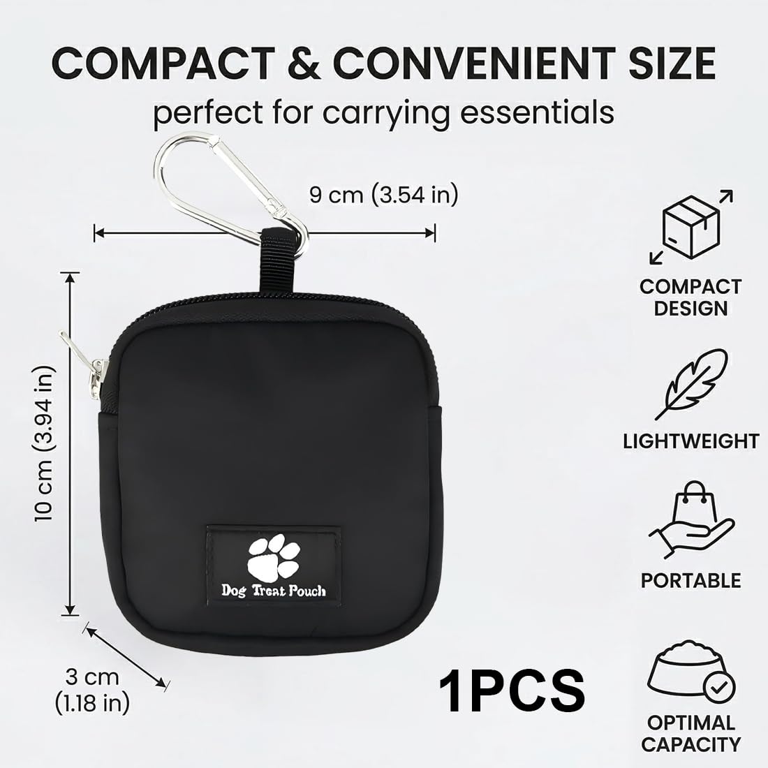 Borsa impermeabile per cani, borsa per cani per addestramento del cane, dispenser di sacchetti integrato, borsa a tracolla regolabile, Allenamento all'aperto (Blk)