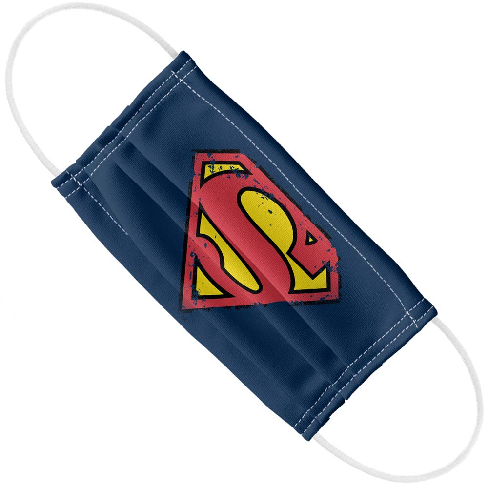 Popfunk Superman Distressed Shield Logo 1-Ply Reusable Face Mask Covering with Adjustable Nose Wire, Unisex