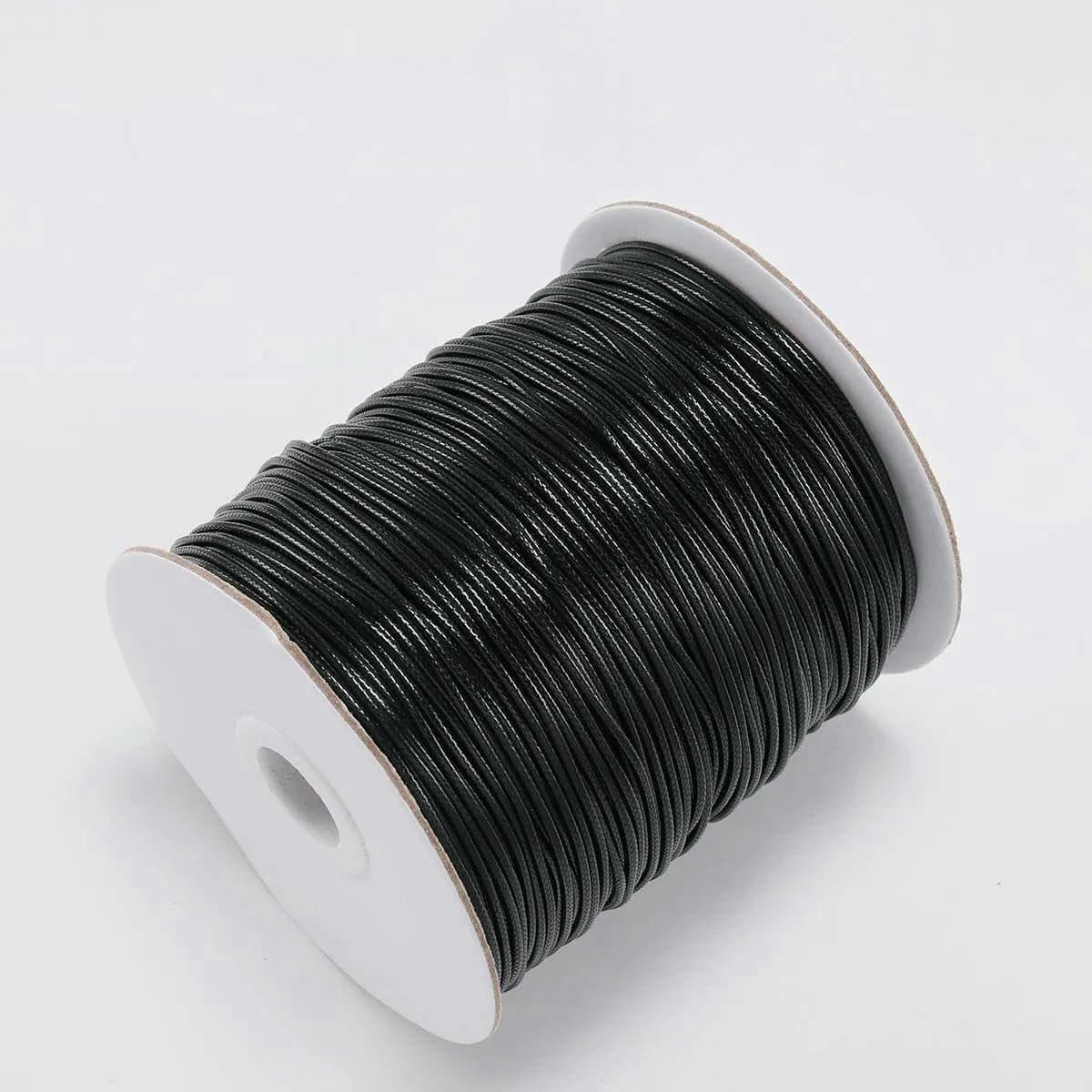 10m/lot Korean Waxed Cotton Cord Waxed Thread Cord String Strap Necklace Rope Bead For Bracelet For Jewelry Making Findings-Black-1.0mm (10Meters)