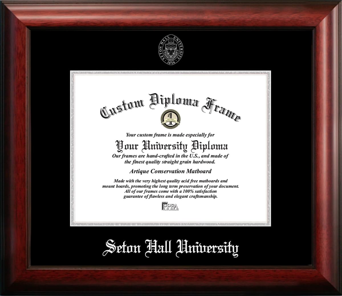 Campus Images NCAA Seton Hall Pirates Unisex Silver Embossed Diploma Frame Seton Hall 11W x 8.5H Silver Embossed Diploma Frame, Brown, One Size