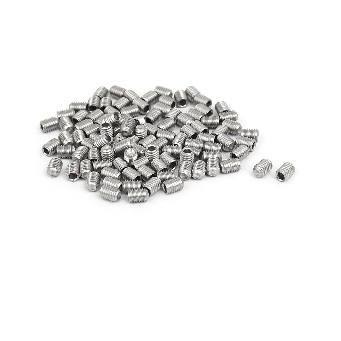 Uxcell Silver Sourcingmap M3x4mm 316 Stainless Steel Hex Socket Cup Point Grub Set Screws 100Pcs