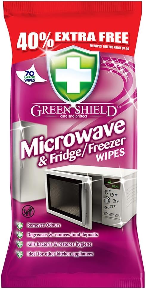 UK Imported Formula Microwave & Fridge Freezer Cleaning Wipes | Food Safe No Rinse Clean | Wet Wipe | Spill & Odour Remover | For Microwave & Fridge (70 Wipes | 40% Extra Free)