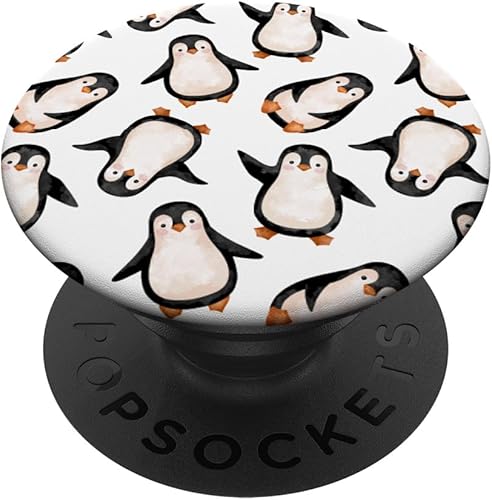 Pingüinos Acuarela Patrón PopSockets Swappable PopGrip