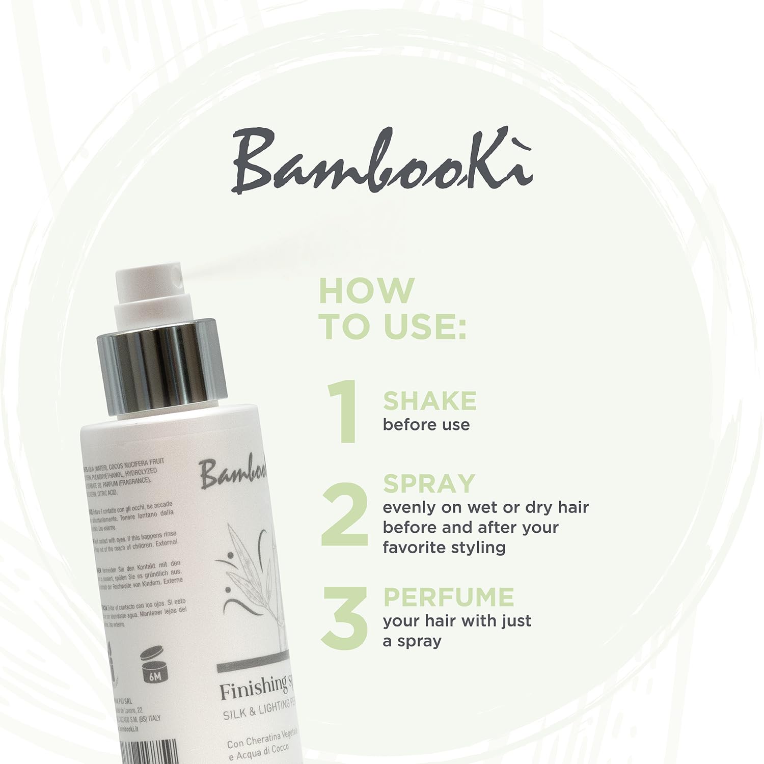 Parfum pour Cheveux Professionnel Silk & Lightning BambooKì, Soin Multi-bénéfices, Parfum Cheveux Longue Tenue, avec Kératine Végétale et Eau de Coco, Ingrédients d'Origine Naturelle, Brume 100 ml