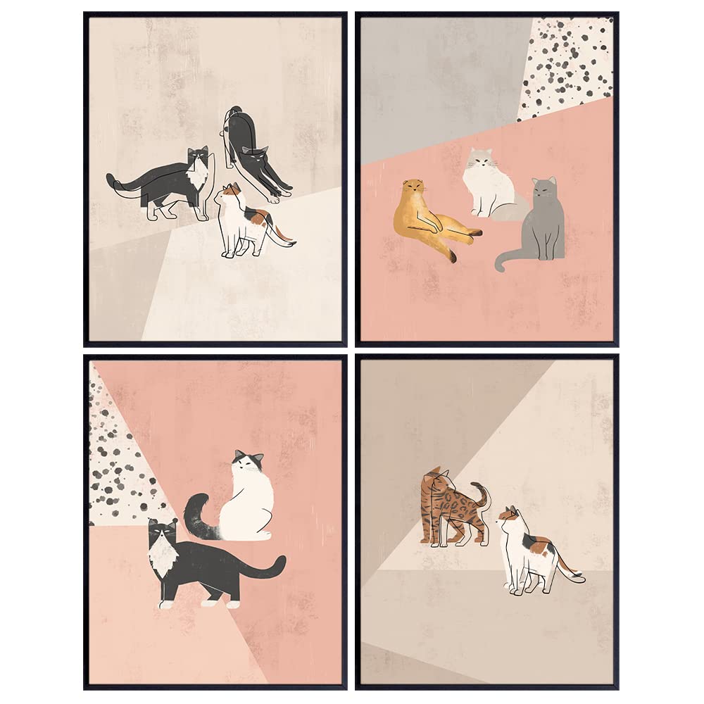 Abstract Minimalist Cat Wall Decor Mid Century Modern Cat