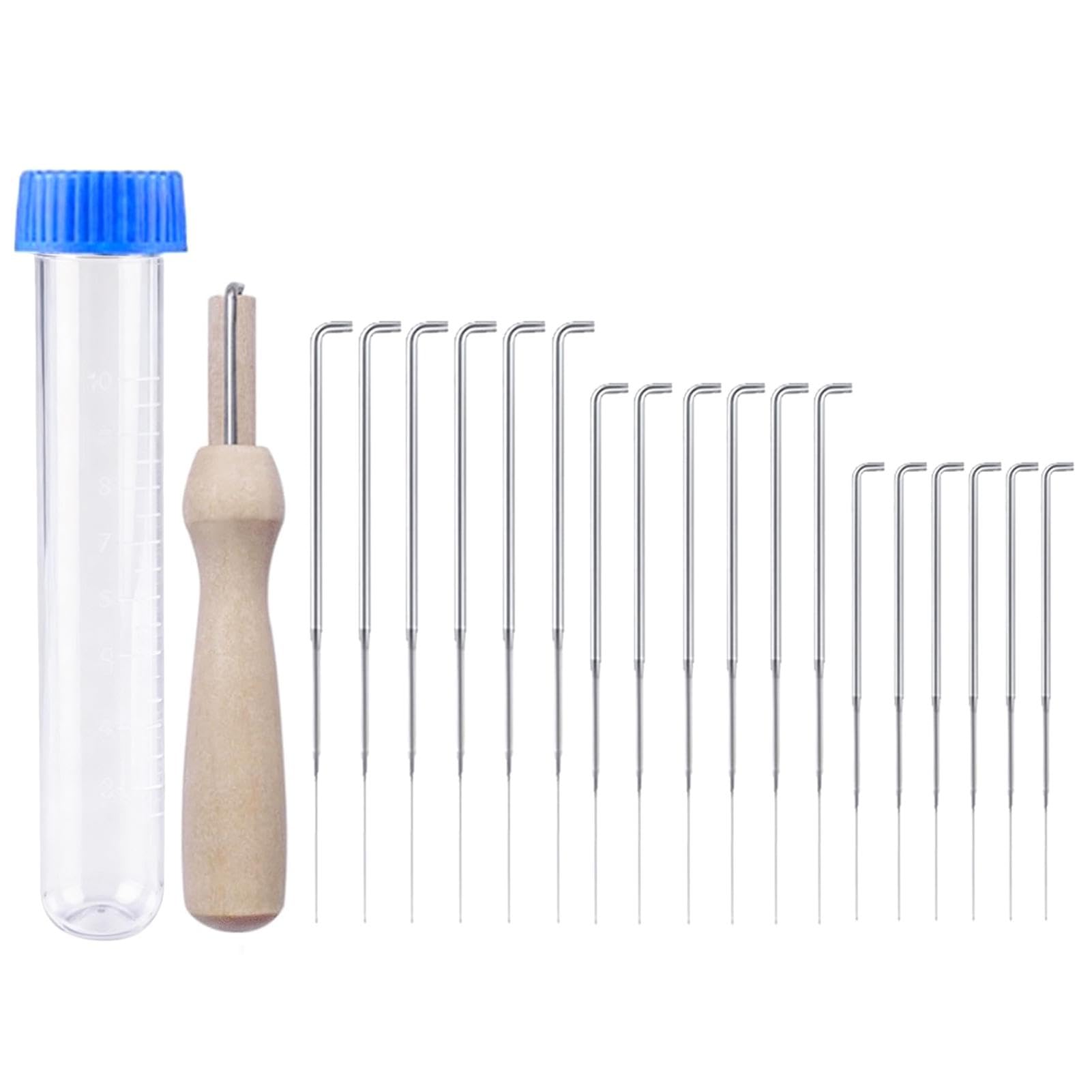 Harnovlis 18 Pcs Felting Needles Kit, Felting Needles of 3 Sizes, Wool Felt Tools Stitch Punch with Bottle and Wooden Handle Holder for DIY Crafting and Felt Animals