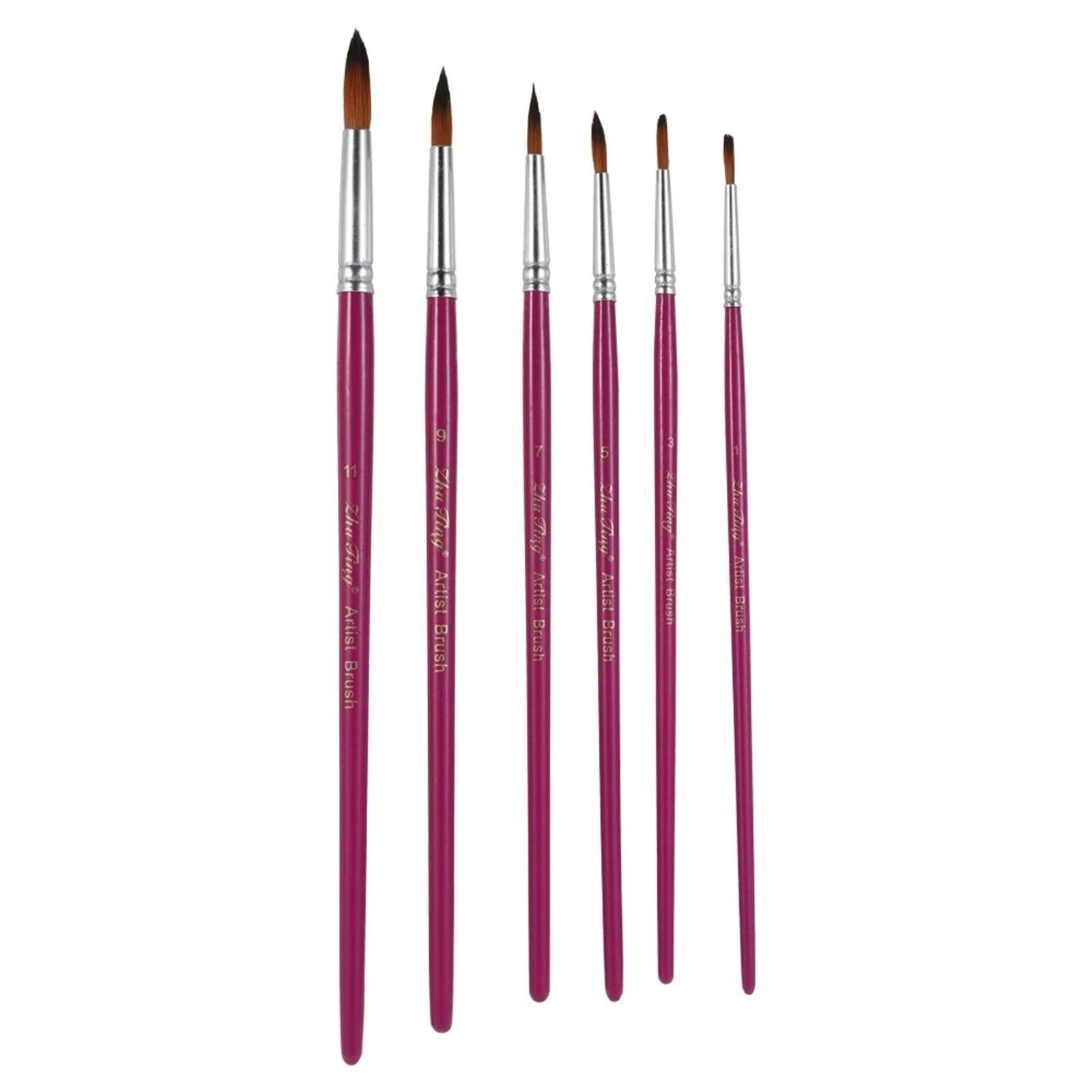 Ensembles de Pinceaux 6 pcs pinceaux Professionnels Ronds poinçons Pointus Pinceau pour Débutants et Professionnels(Violet)