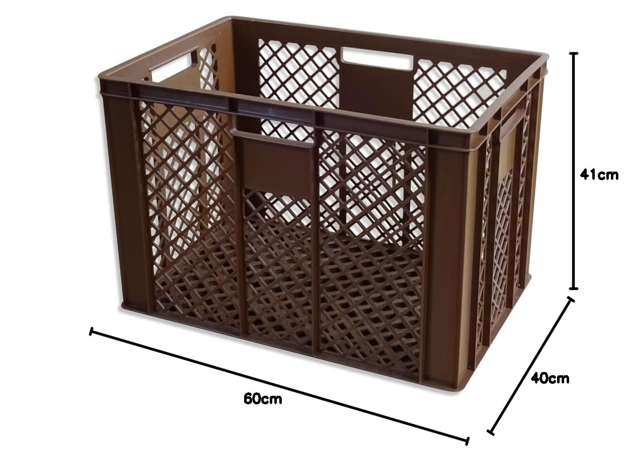 kanister-vertrieb® 3er SET Bäckerkisten 600x400x410mm, Bäckerkiste, Brotkiste, Brotkörbe, Brötchenkiste, Aufbewahrungsbox offen, 60x40x41cm, Stapelbehälter, Eurobehälter, Stapelkisten braun