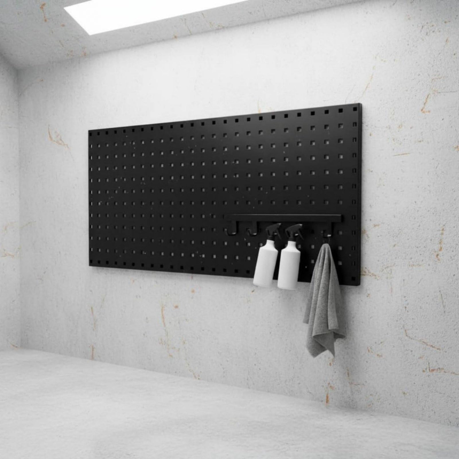 Ganchos para Mantenimiento de Vehículos Tablero Perforado Organizador de Herramientas Panel de Pared Soporte con Accesorios Colgantes Metal y Plástico