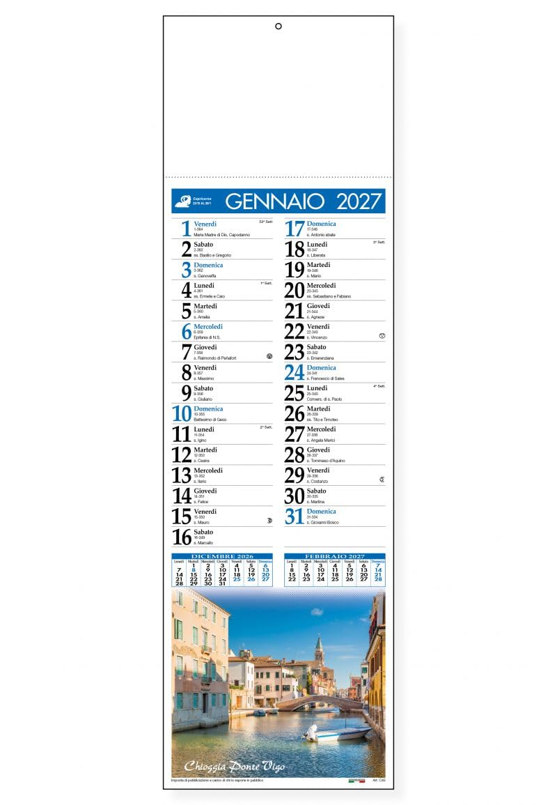 100 Calendari Da Parete 2027 - Calendario trimestrale -14x47 - personalizzati con logo - Personalizzabile - Collezione citta e monumenti -100 pezzi