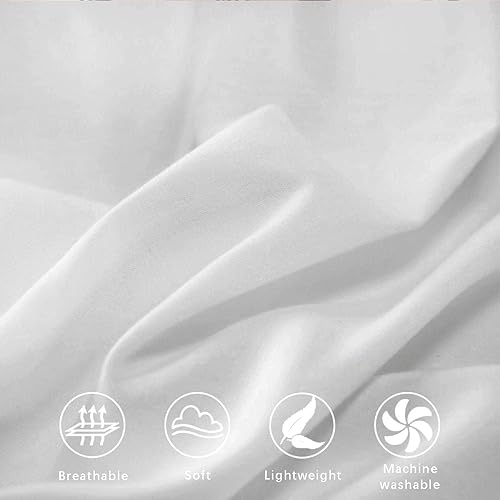 Miniatura 5 de Edredón blanco tamaño King, juego de ropa de cama suave y moderno de 3 piezas, ligero para todas las estaciones, edredón de plumón alternativo con 2