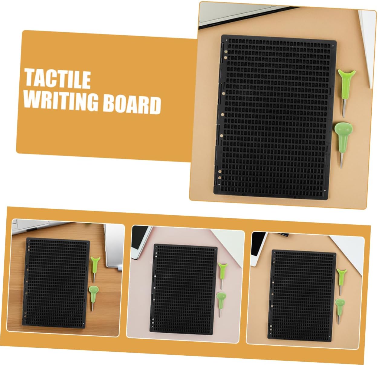 SMASOLO 1Set Portable Line Tool with Integrated Braille Stylus for Blind Students for School and Environments