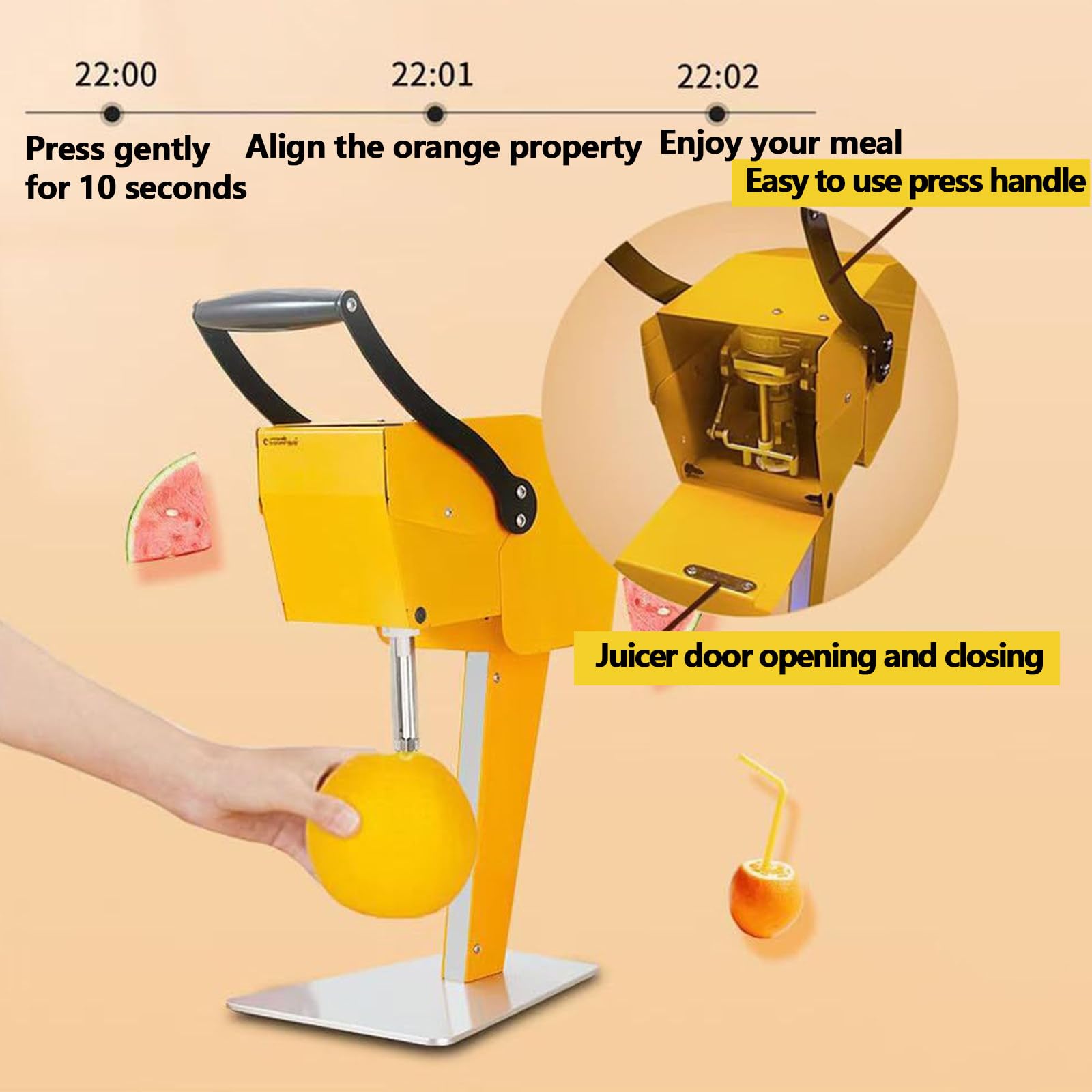 Presse Agrumes électrique, Extracteur De Jus Commercial en Acier Inoxydable, Facile à Nettoyer, Pas Besoin De Peler, Idéal pour Les Magasins De Jus Et Les Restaurants